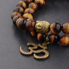TCC™ Natural Tiger Eye Stone Om Buddha Bracelet